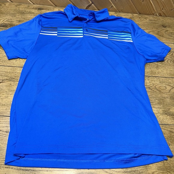 Under Armour Blue Striped Performance Button Golf‎ Polo Short Sleeve | Men's L - Picture 1 of 7